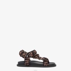 Fendi mujer sandalias de raso 2LH8E1271 zapatos marrón