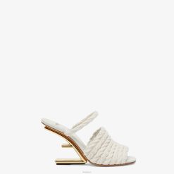 Fendi mujer sandalias de tacón de tela 2LH8E1309 zapatos beige