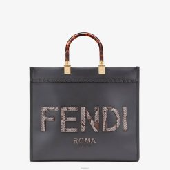 Fendi mujer shopper de cuero y elaphe 2LH8E833 accesorios gris