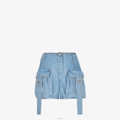 Fendi mujer shorts de mezclilla 2LH8E939 vestir azul