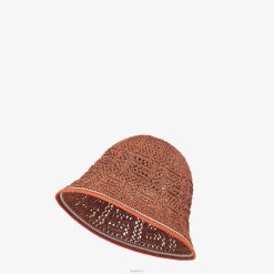Fendi mujer sombrero cloché de crochet 2LH8E88 accesorios marrón
