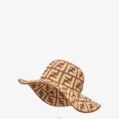 Fendi mujer sombrero de rafia ff 2LH8E86 accesorios multicolor