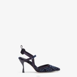 Fendi mujer tacón alto y destalonado de chenilla ff 2LH8E1348 zapatos azul