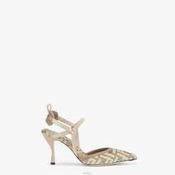 Fendi mujer tacón alto y destalonado de chenilla ff 2LH8E1386 zapatos beige