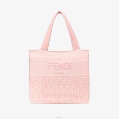 Fendi mujer toalla de playa de felpa con logo que se transforma en bolso 2LH8E2914 accesorios rosa
