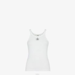 Fendi mujer top de algodón 2LH8E928 vestir blanco