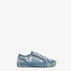 Fendi mujer tops bajos de mezclilla 2LH8E1326 zapatos azul claro