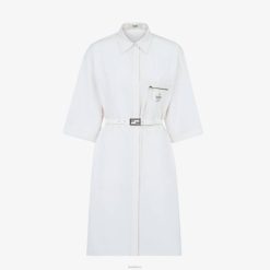 Fendi mujer vestido de algodón 2LH8E1149 vestir blanco