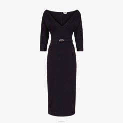 Fendi mujer vestido de punto de lana 2LH8E1072 vestir negro