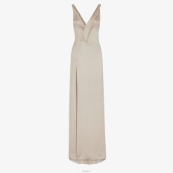 Fendi mujer vestido de raso paloma 2LH8E1194 vestir beige
