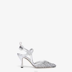 Fendi mujer zapatos de tacón alto de malla 2LH8E1345 zapatos plata