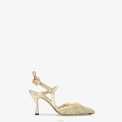Fendi mujer zapatos de tacón alto de malla 2LH8E1346 zapatos oro