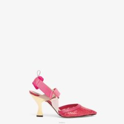 Fendi mujer zapatos de tacón alto de malla 2LH8E1403 zapatos rosa