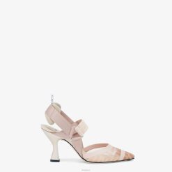 Fendi mujer Zapatos destalonados de piel y malla color nude con tacón alto 2LH8E1343 zapatos rosa