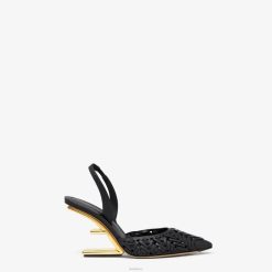 Fendi mujer zapatos destalonados de tacón alto de cuero 2LH8E1274 zapatos negro