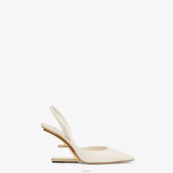 Fendi mujer zapatos destalonados de tacón alto de cuero 2LH8E1366 zapatos blanco