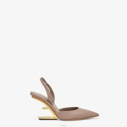 Fendi mujer zapatos destalonados de tacón alto de piel paloma 2LH8E1338 zapatos beige