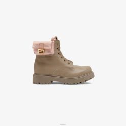 Fendi niños botas moteras de cuero baguette 2LH8E2871 zapatos beige