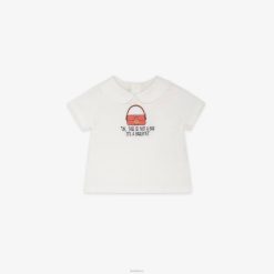 Fendi niños camiseta de bebé de punto con bordado 2LH8E2770 vestir blanco