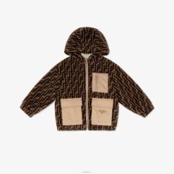 Fendi niños Chaqueta junior con osito en mezcla de lana y gabardina con logo 2LH8E2959 vestir moda