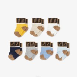 Fendi niños conjunto de calcetines de bebé multialgodón 2LH8E2841 accesorios moda