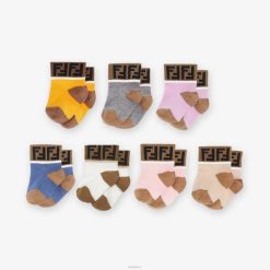 Fendi niños conjunto de calcetines de bebé multialgodón 2LH8E2842 accesorios moda
