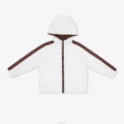 Fendi niños cortavientos junior reversible con logo 2LH8E2926 vestir blanco