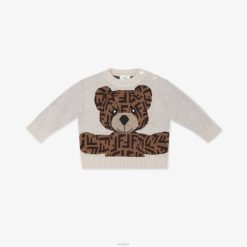 Fendi niños Jersey de bebé de lana virgen con osito 2LH8E2784 vestir moda