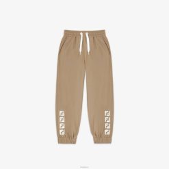 Fendi niños pantalones de algodón técnico con logo ff 2LH8E2961 vestir beige