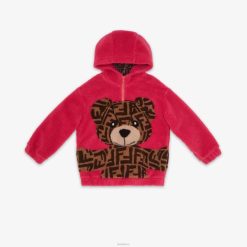 Fendi niños sudadera de lana con osito fucsia 2LH8E2855 vestir rosa