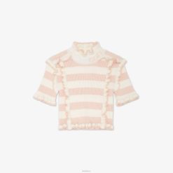 Fendi niños top de punto color crema 2LH8E2893 vestir rosa