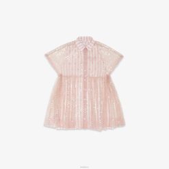 Fendi niños vestido ancho de popelina y lentejuelas 2LH8E2890 vestir rosa