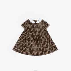 Fendi niños vestido de tela para niña 2LH8E2843 vestir marrón